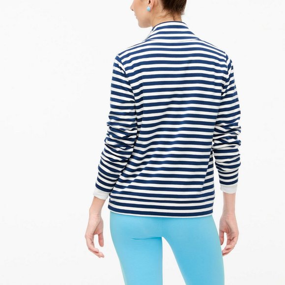 J.CREW NAVY WHITE STRIPED BUTTON FRONT SWEATSHIRT - Picture 3 of 3